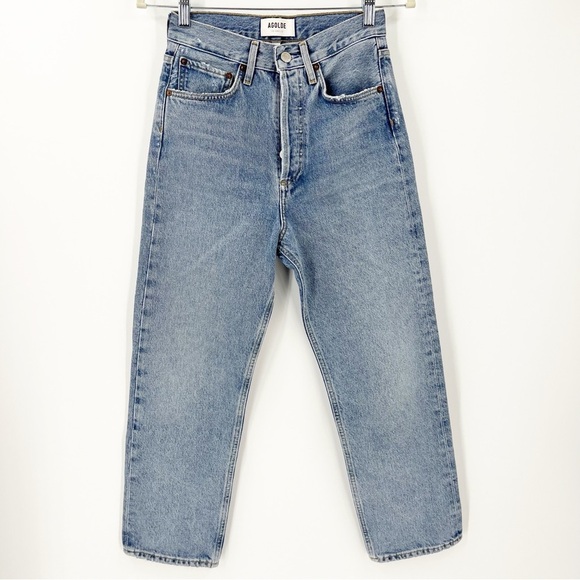 Agolde 90's Crop Jeans 23 Button Fly Revolve Color Replica 100% Cotton High Rise - Picture 3 of 9